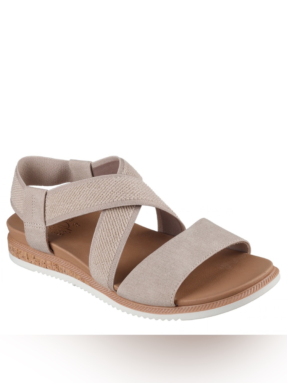 NEW W/BOX Bobs Desert Kiss Low Taupe WM8 WIDE VEGAN Strappy Sandal
